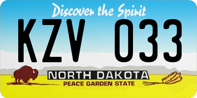 ND license plate KZV033