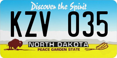 ND license plate KZV035