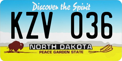 ND license plate KZV036