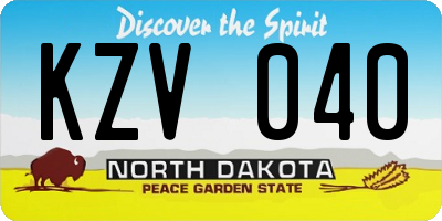 ND license plate KZV040