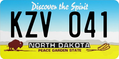 ND license plate KZV041