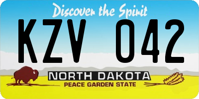 ND license plate KZV042