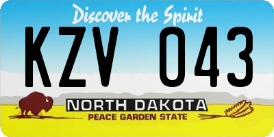 ND license plate KZV043