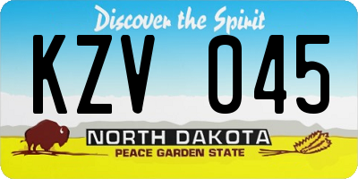 ND license plate KZV045