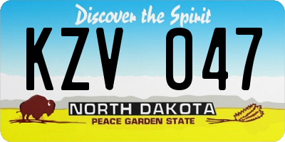 ND license plate KZV047