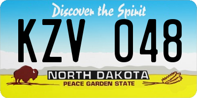 ND license plate KZV048