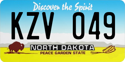 ND license plate KZV049