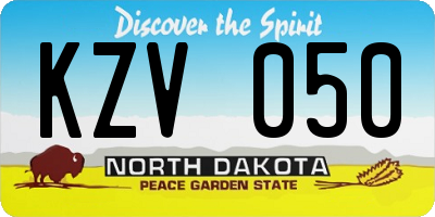 ND license plate KZV050