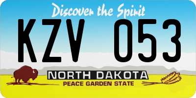 ND license plate KZV053