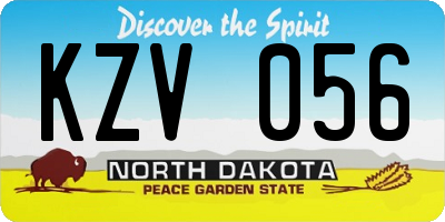 ND license plate KZV056