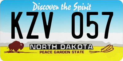 ND license plate KZV057