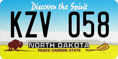 ND license plate KZV058