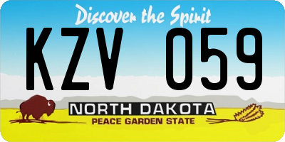 ND license plate KZV059