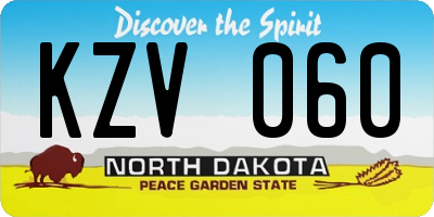 ND license plate KZV060