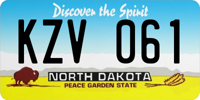 ND license plate KZV061