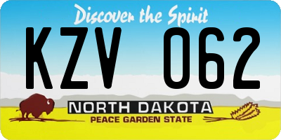 ND license plate KZV062