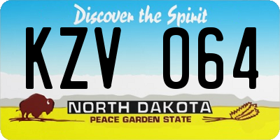 ND license plate KZV064