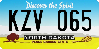 ND license plate KZV065