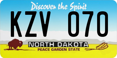 ND license plate KZV070