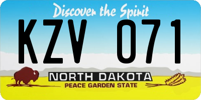 ND license plate KZV071