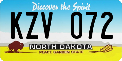 ND license plate KZV072