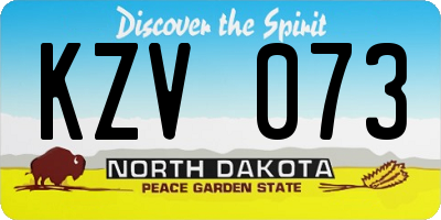 ND license plate KZV073