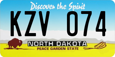 ND license plate KZV074