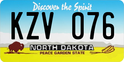 ND license plate KZV076