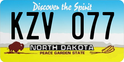 ND license plate KZV077