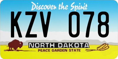 ND license plate KZV078