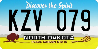 ND license plate KZV079