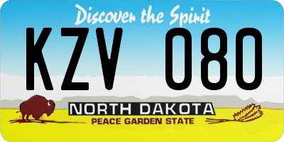 ND license plate KZV080