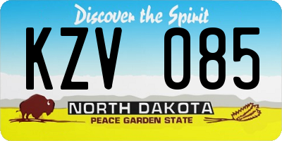 ND license plate KZV085