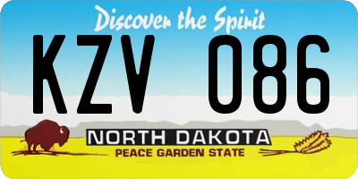 ND license plate KZV086