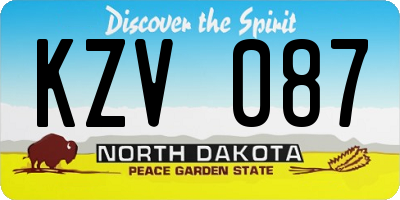 ND license plate KZV087