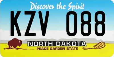 ND license plate KZV088