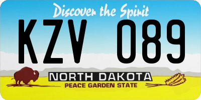 ND license plate KZV089