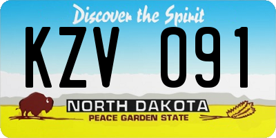 ND license plate KZV091