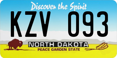 ND license plate KZV093