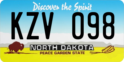 ND license plate KZV098