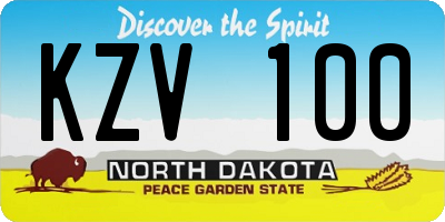 ND license plate KZV100