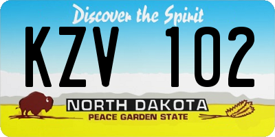 ND license plate KZV102