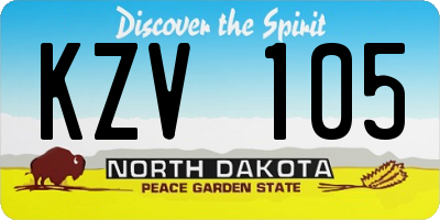 ND license plate KZV105