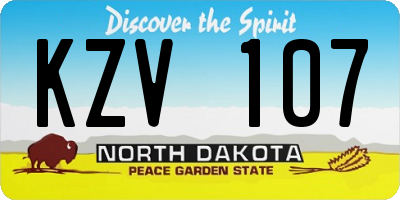 ND license plate KZV107