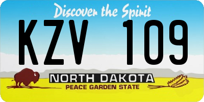 ND license plate KZV109