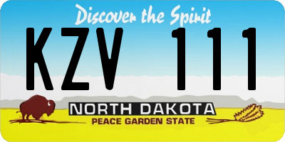 ND license plate KZV111