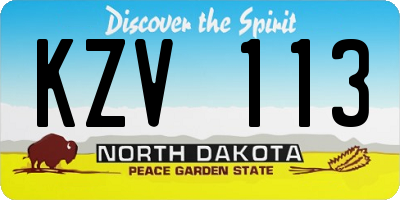 ND license plate KZV113