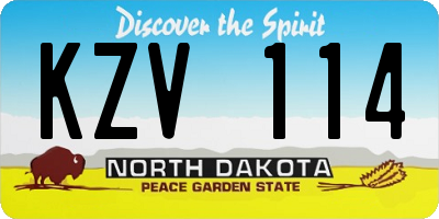 ND license plate KZV114