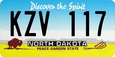 ND license plate KZV117