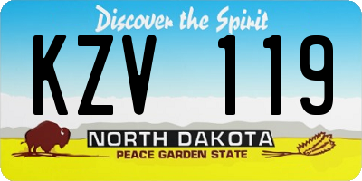 ND license plate KZV119